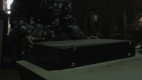 Opening a suitcase Stock Footage 113687708