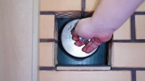 Opening a technological hole for chimney maintenance Stock Footage 311797509