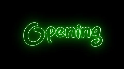 'Opening' text animation with neon glow line. Stock Footage 282576968