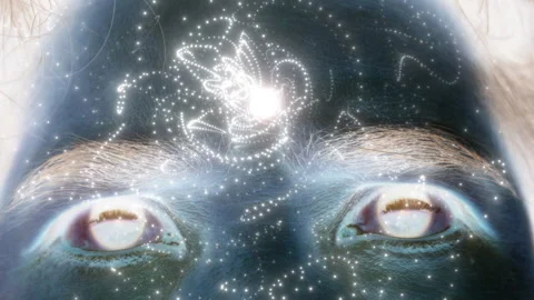 Opening the Throat Chakra with particle effects 스톡 동영상 290272701