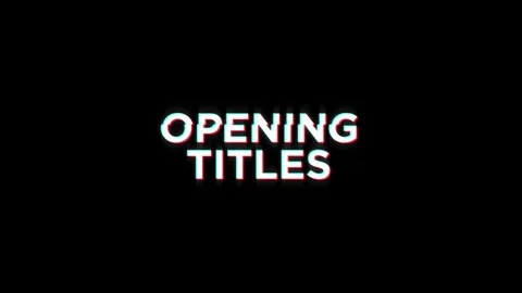 Opening titles text notification glitch effect animation on black background Stock Footage 313439249