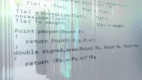 Opening translucent screen showing API response code, scrolling and visualizing Stock Footage 330106134