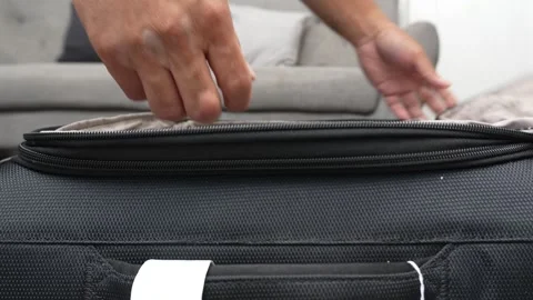 Opening Up Travel Suitcase To Pack  Stock Footage 293114004
