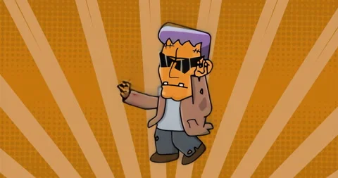 Opening triggers 3D man adjusting sunglasses then reaching triangle and Stock Footage 315525819