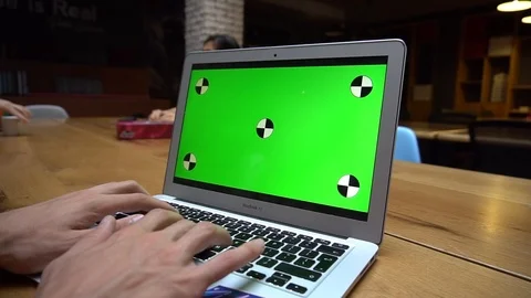 Opening Typing On Laptop Green Screen Closeup Stock Footage 109550068