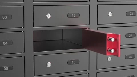 Opening the unique red safety deposit box Stock Footage 265801064