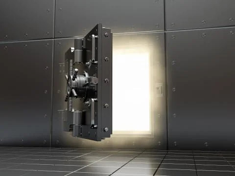 Opening vault and volume light. three-dimensional image. 스톡 일러스트