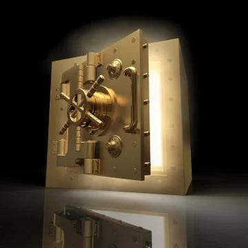 Opening vault and volume light on black background. 3d イラスト素材