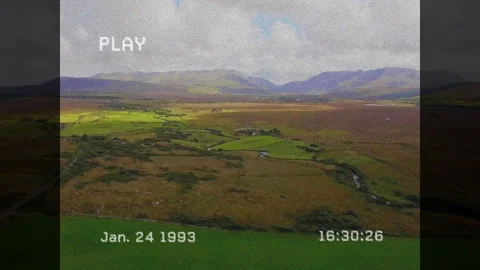 Opening VHS overlay showing PLAY Jan Video stock 313758015