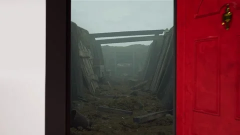 Opening a virtual door, stepping into a new world, 3D animation Stock-Footage 301678775