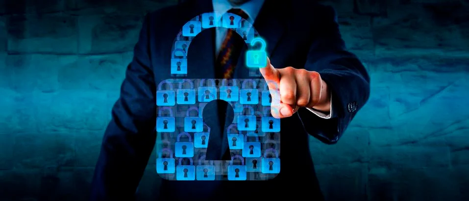 Opening A Virtual Lock Part Of A Security App Stock Illustration