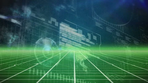 Opening void activating UI, grid forming and beam sweeping, elements updating Stock Footage 310406402