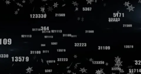 Opening void showing drifting snowflakes and floating numeric codes fading Stock Footage 319342767