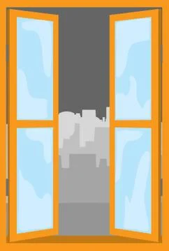 Opening windows to the city Stock Illustration