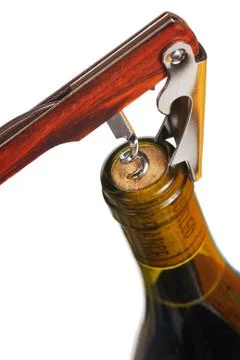 Opening a wine bottle Foto stock