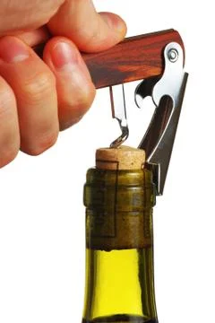 Opening a wine bottle Stock Photos