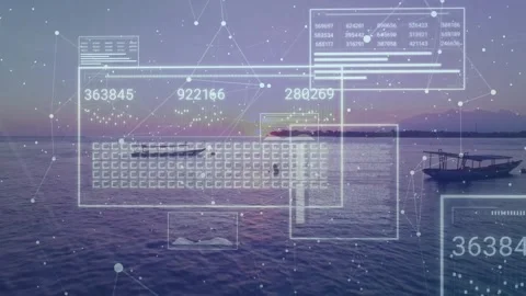 On opening wireframe panels sliding data grids updating nodes drifting 스톡 동영상 325707034
