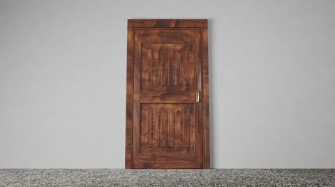 Opening Wooden Door Stock Footage 45006756