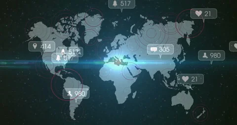 Opening world map animating sliding icon... | Stock Video | Pond5