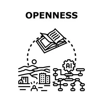 Openness concept illustrating knowledge, data, and access Stock Illustration