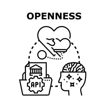 Openness process connecting heart, mind, and data api イラスト素材