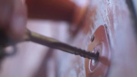 Opens The Door Using The Key Stock Footage 70793324