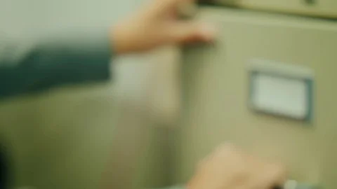 Opens drawer in retro style. Video with shallow depth of field 스톡 동영상 82966419