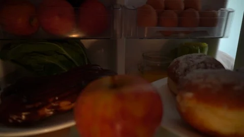 Opens the fridge Stock Footage 110627212