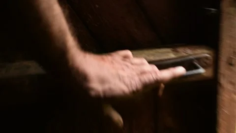 Opens the old door Stock Footage 135412689