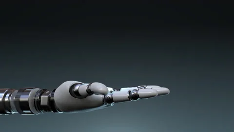 Opens the palm of the robot cyborg hand, 4K animation(included alpha). Stock Footage 143450211