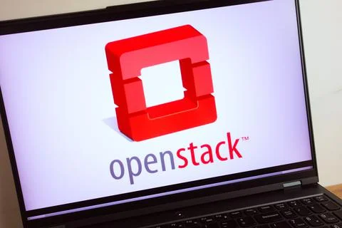OpenStack cloud computing platform logo on laptop Foto stock