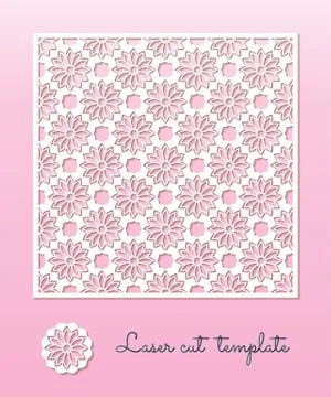 Openwork carved panel with a floral pattern. Laser Cutting template. Stock Illustration
