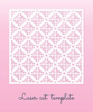 Openwork carved panel with floral pattern. Laser cutting template. Stock Illustration