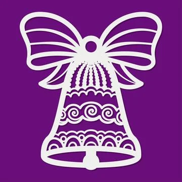 Openwork Christmas bell. template for laser cutting. Vector Stock Illustration