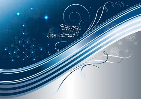 Openwork Christmas tree and bright stars Stock Illustration