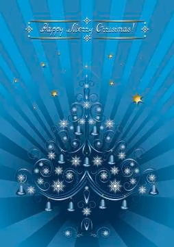 Openwork Christmas tree with bells Illustrazione stock