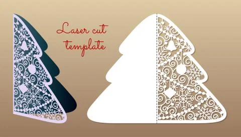 Openwork Christmas tree. Laser Cutting template. Stock Illustration