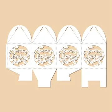 Openwork cube gift box. Blueprint of New Year's bonbonniere. Stock Illustration