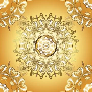 Openwork delicate golden pattern. Oriental style arabesques. Brilliant lace, sty Illustrazione stock