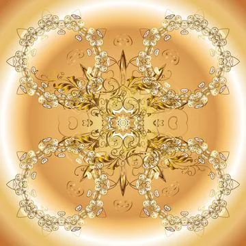 Openwork delicate golden pattern. Vector. Oriental style arabesques. Brilliant l Stock Illustration