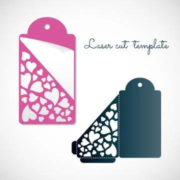 Openwork envelope tag with hearts. Stock Illustration