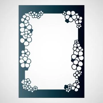 Openwork frame with flowers. Laser cutting template. Stock Illustration