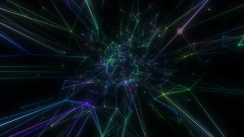 The openwork geometric sphere pulsates rapidly in the centre of the neural Stock Footage 240891872