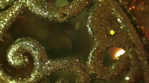 Openwork gold Christmas ball. macro Stock Footage 66352944