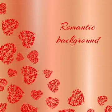 Openwork hearts on a gold background Stock Illustration