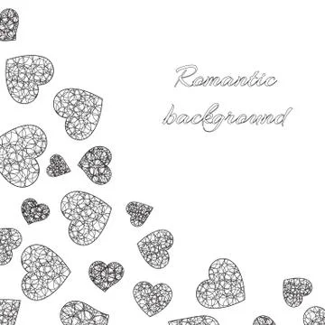 Openwork hearts on a white background Illustrazione stock