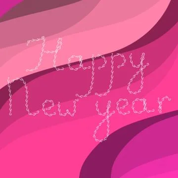 Openwork letters HAPPY NEW YEAR on wavy background Stock Illustration