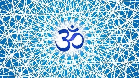 Openwork mandala with the sign Aum / ohm / om in the center. Blue colors. 스톡 동영상 108512968