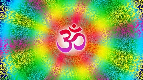Openwork mandala with the sign om in the center rotates around the center Stock Footage 108916320