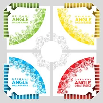 Openwork napkin, origami angle speech bubble. Price tag template for catalog Stock Illustration